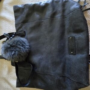 Lucky Brand Black Shoulder Bag with Pom-Pom